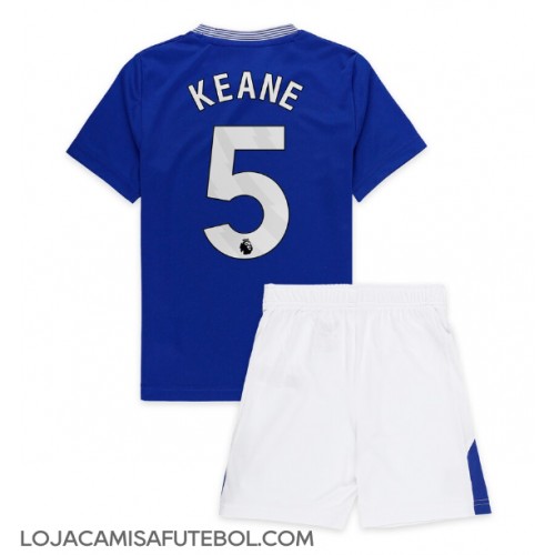 Camisa de Futebol Everton Michael Keane #5 Equipamento Principal Infantil 2024-25 Manga Curta (+ Calças curtas)